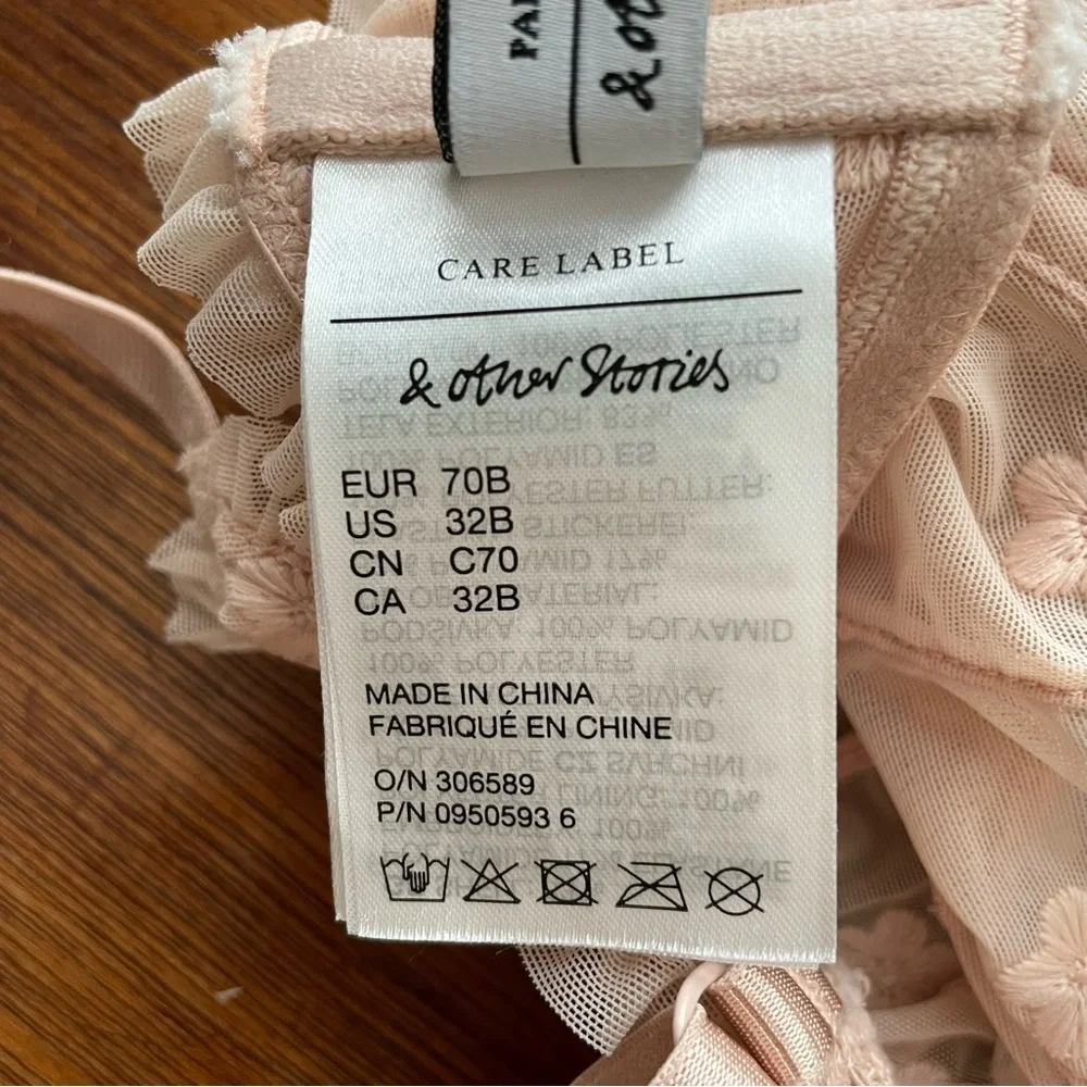 & Other Stories Pink Nude Bra Sheer Underwire 32B Front Closure - Picture 8 of 8